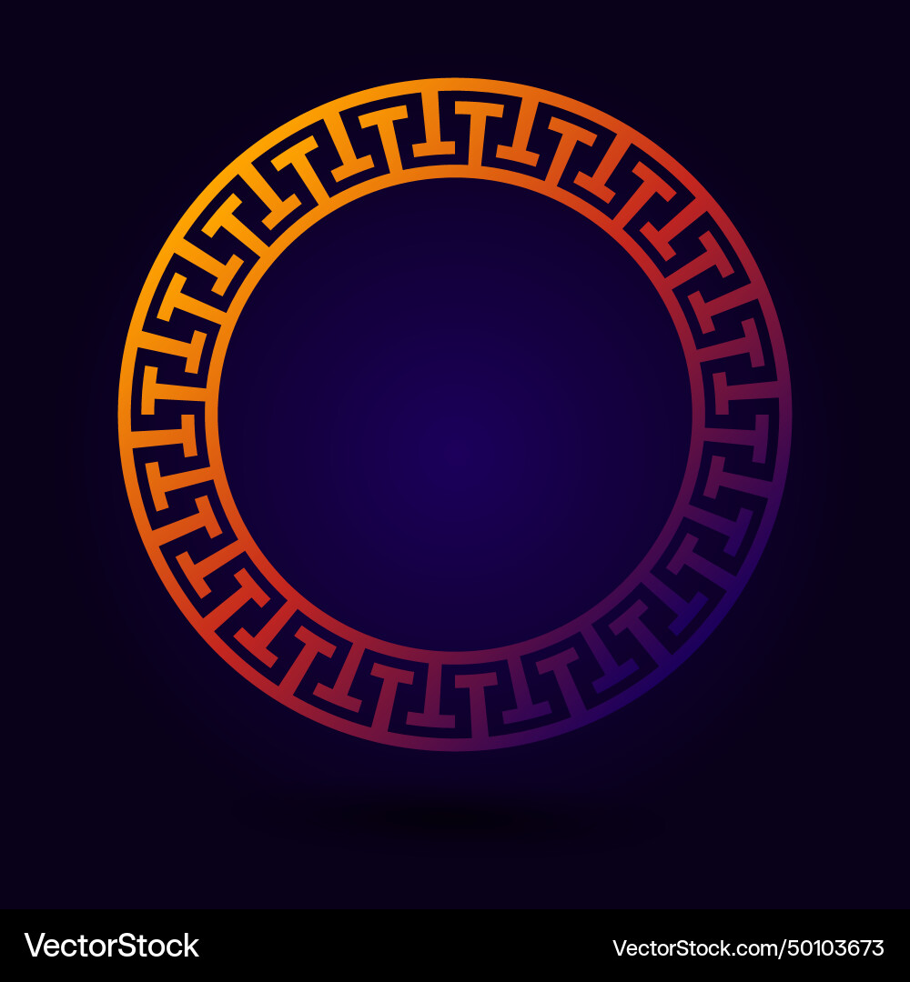 Gradient greek circle frame with meander pattern Gradient greek circle frame with meander pattern vector image