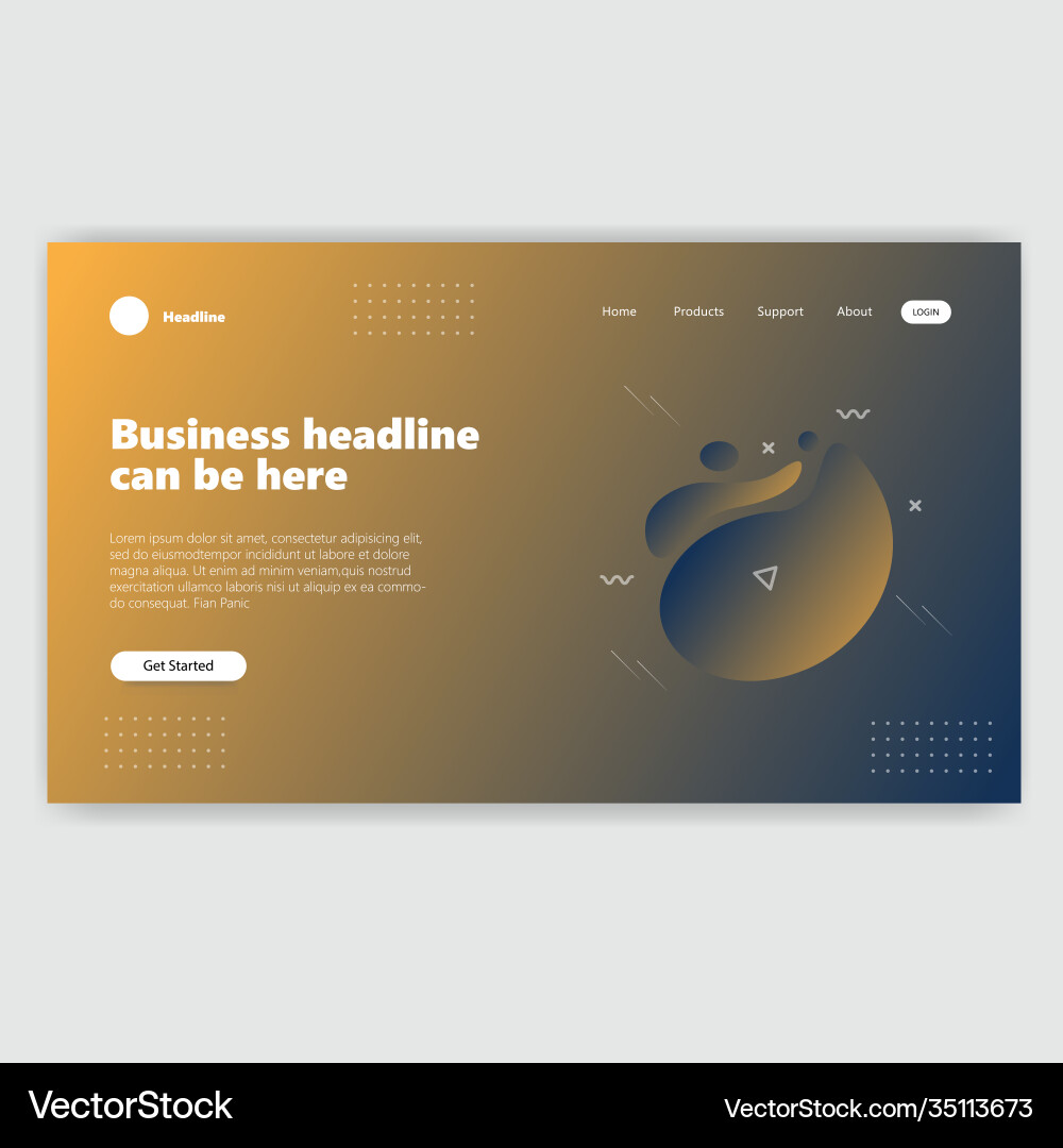 Landing page template with gradient modern webpage Vector Image