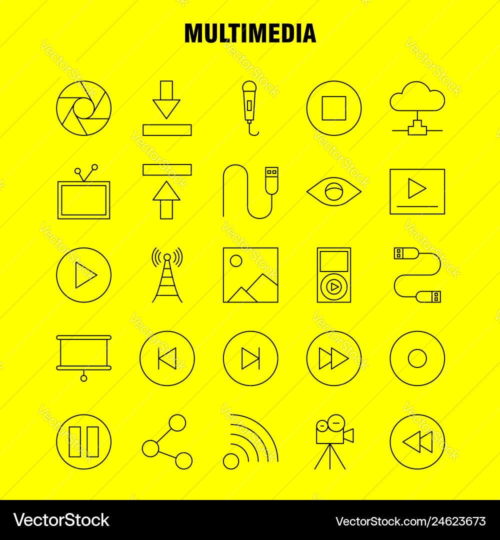 Multimedia line icon for web print and mobile Multimedia line icon for web print and mobile vector image