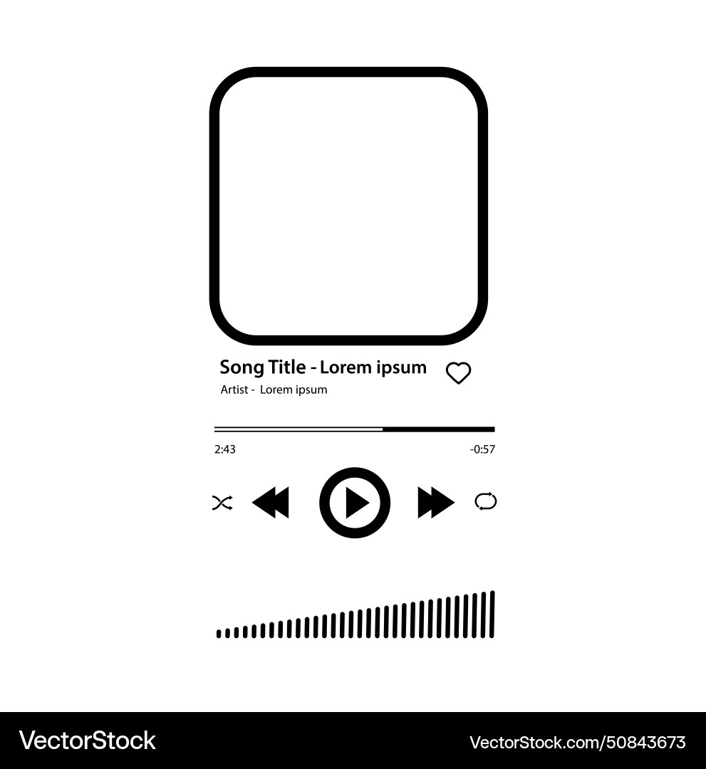 Music player song plaque with buttons loading bar vector image