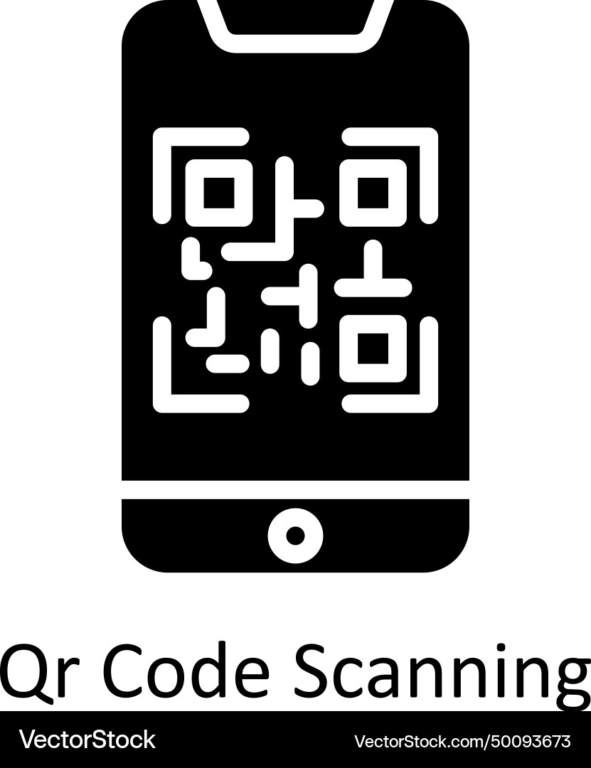 Qr code scanning solid icon style vector image