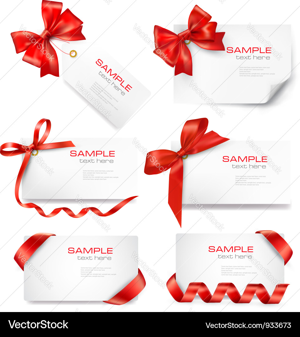 Roter Bogen Geschenkkarten Set Vektorbild