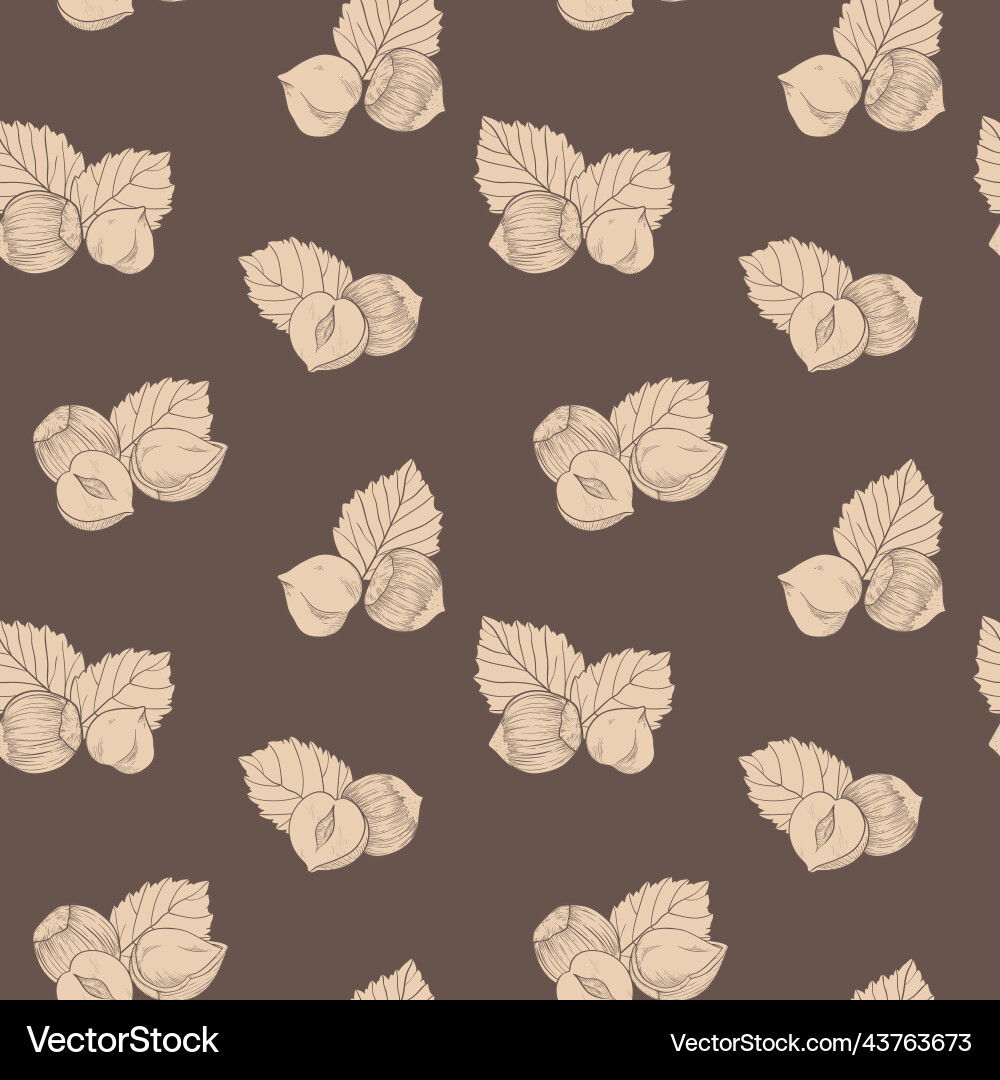Seamless hazelnut pattern with several fruit nuts Seamless hazelnut pattern with several fruit nuts vector image