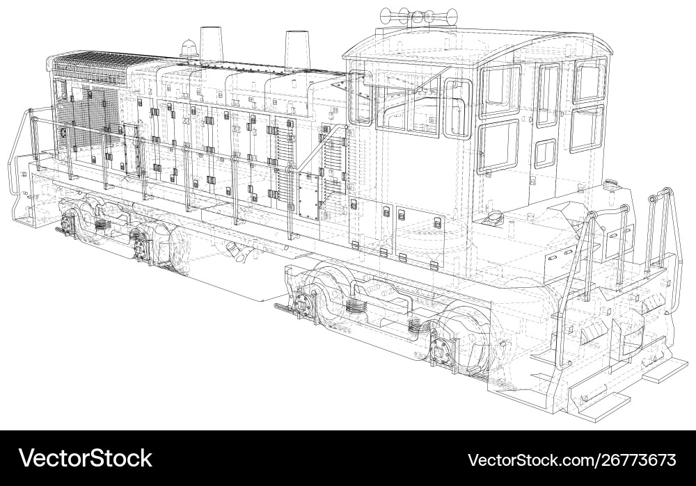 Train engines eps10 format wire-frame vector image