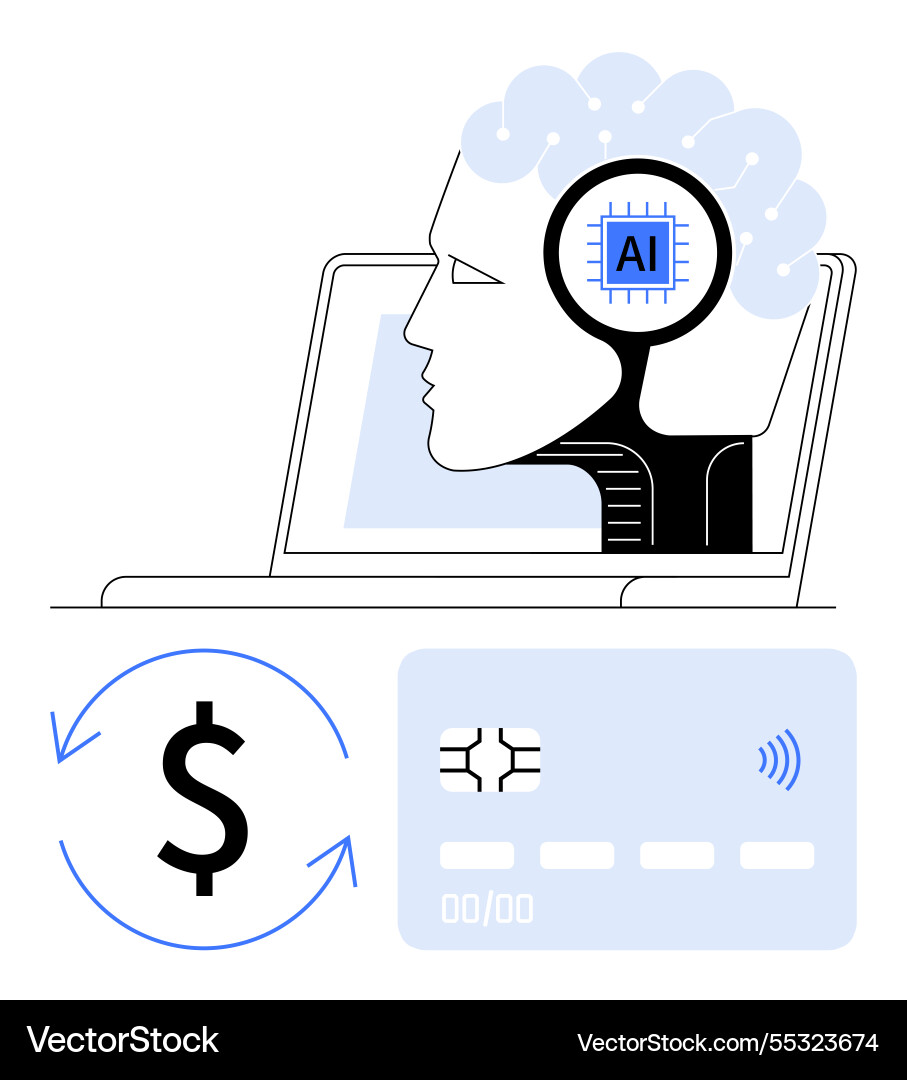 Artificial intelligence integrating with digital Vector Image