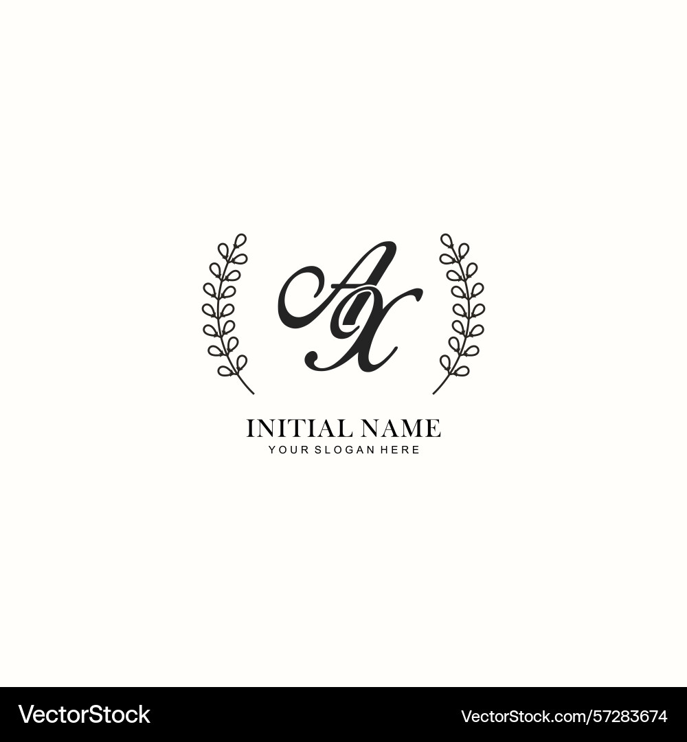 Ax initial logo templates with botanical elements Vector Image
