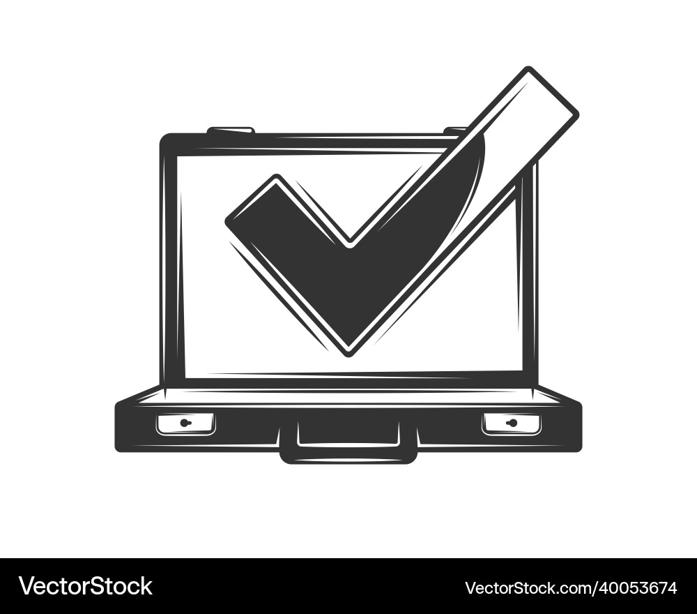 Briefcase silhouette and checkbox in simple style vector image