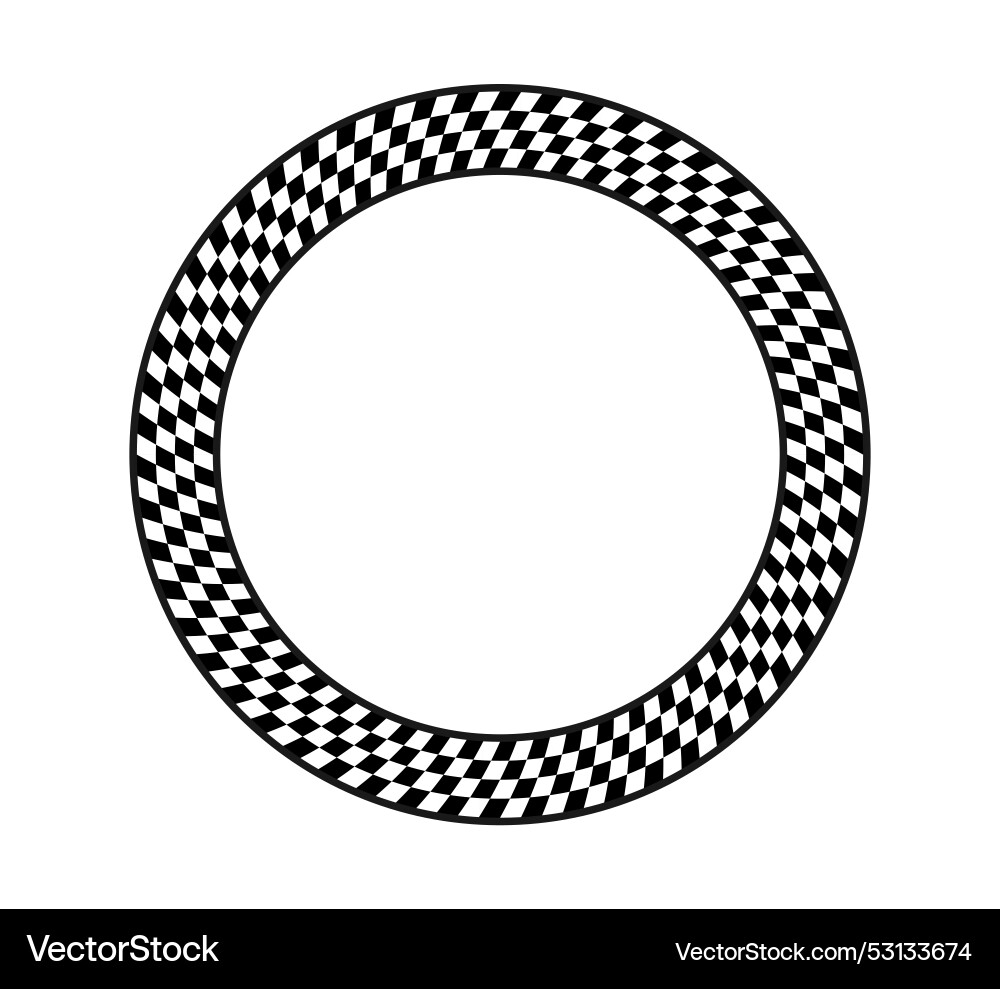 Checkered circle frame race checker flag Checkered circle frame race checker flag vector image
