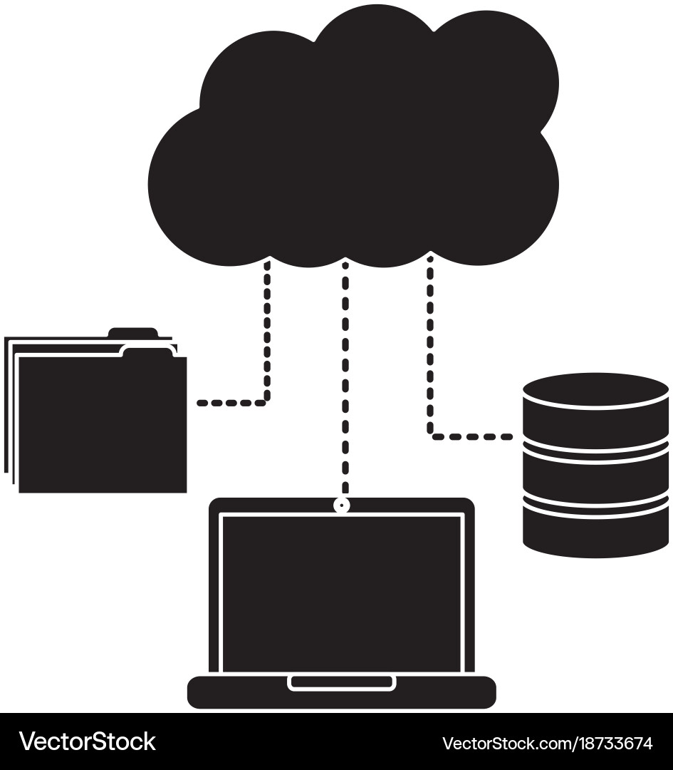 Cloud storage with laptop computer icon image Vector Image