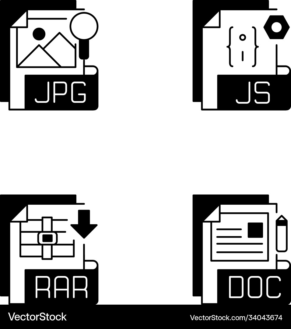 File types black linear icons set File types black linear icons set vector image