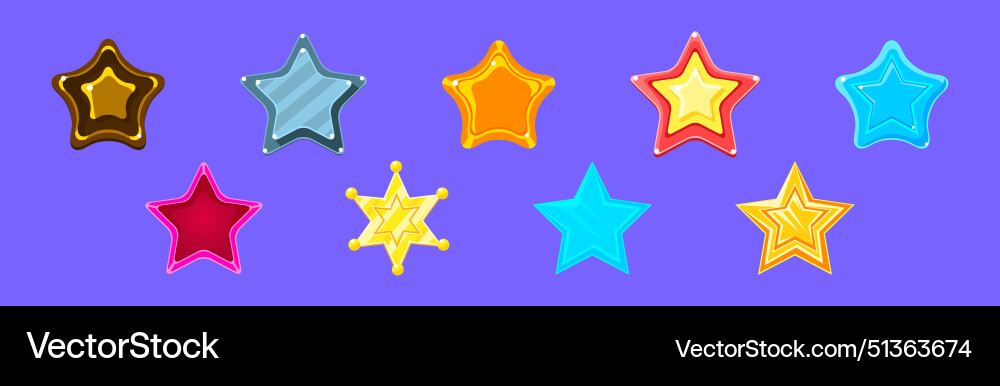 Game ui glossy star object and item set Game ui glossy star object and item set vector image