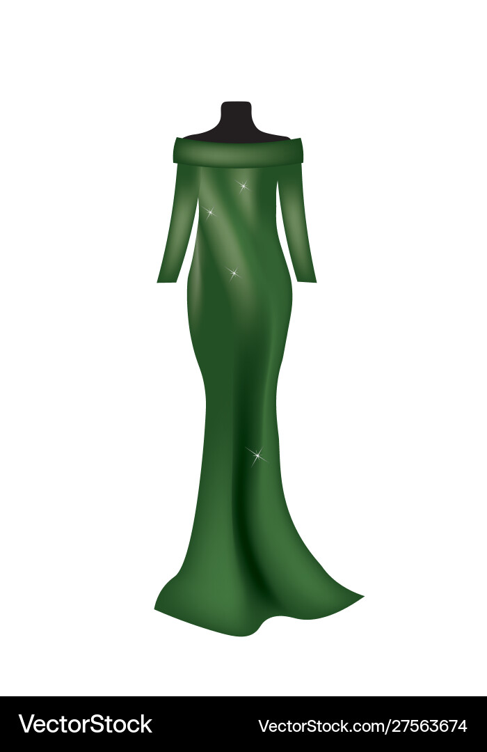 Green long silk dress Green long silk dress vector image
