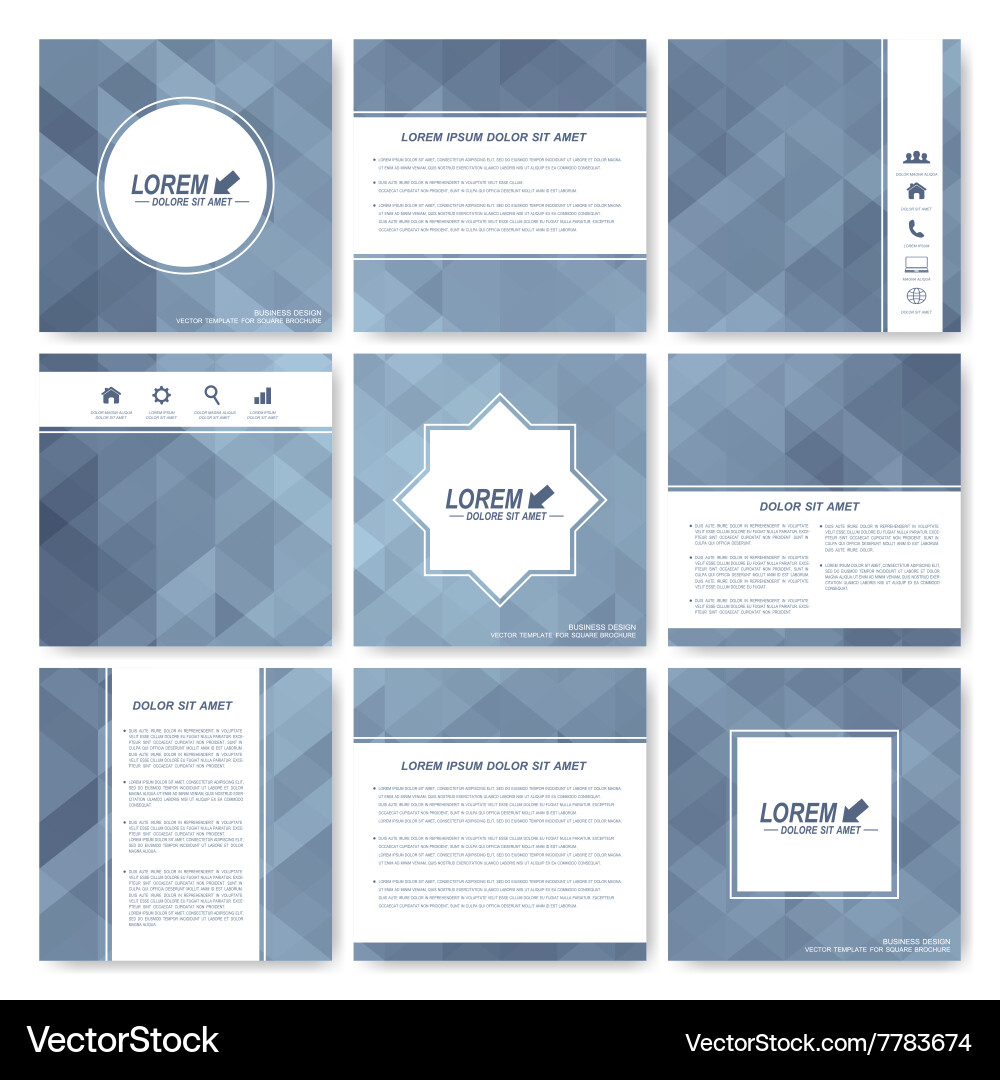 Grey set of brochure square template Vector Image