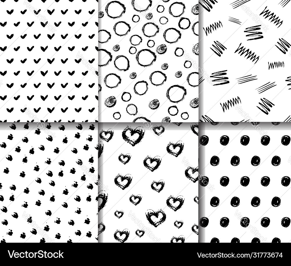 Hand Drawn Seamless Patterns Vector Image
