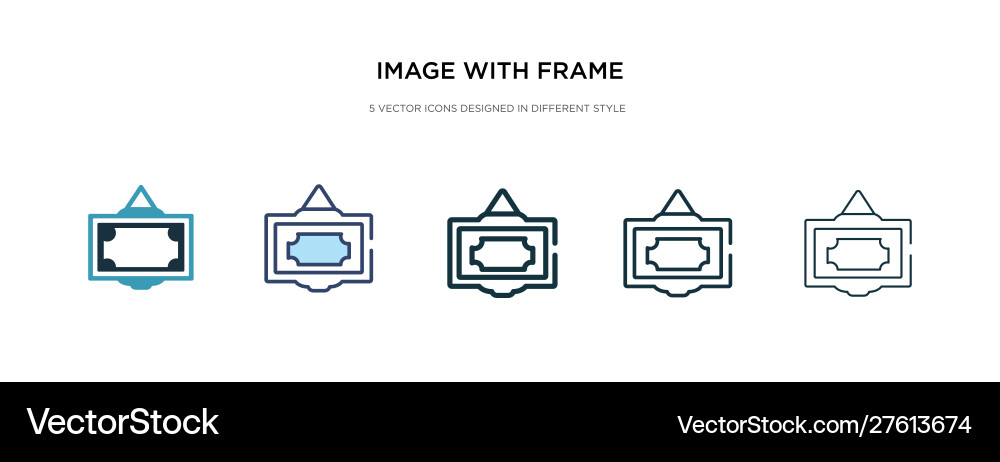 Image with frame icon in different style two Image with frame icon in different style two vector image