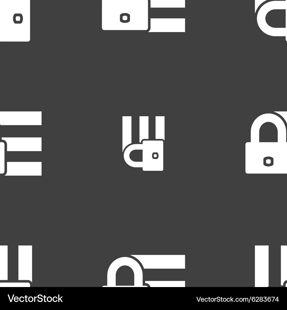 Lock login icon sign seamless pattern on a gray vector image