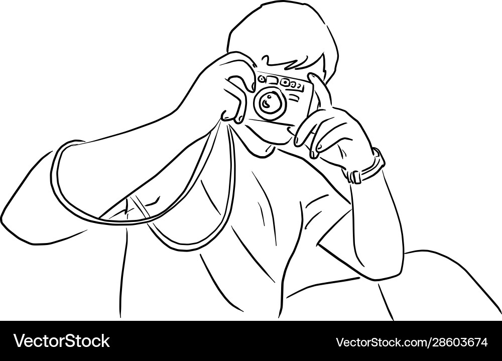 Man using a camera to take photo vector image