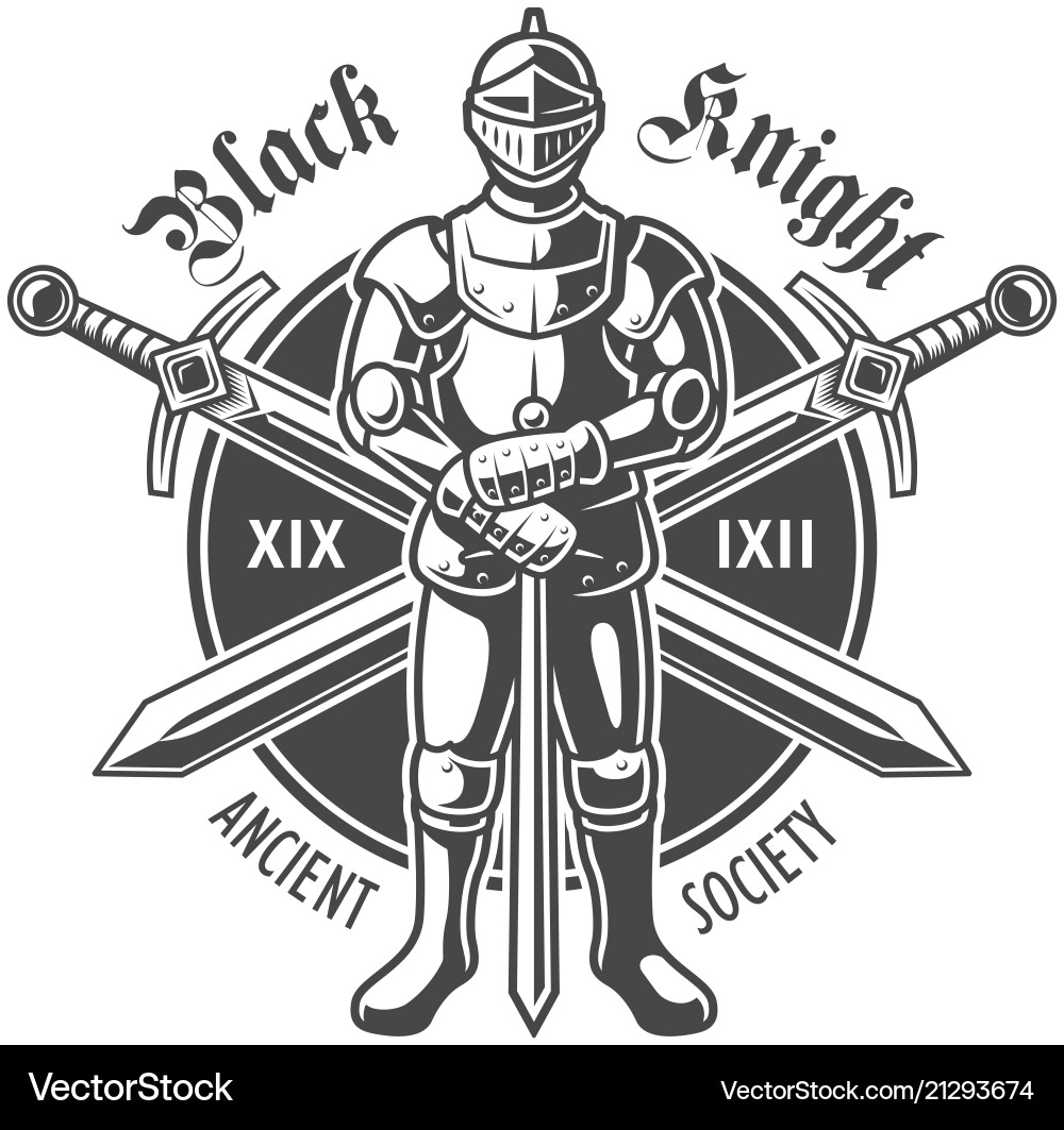 Medieval Knight Crossed Swords Logotype Vector Image