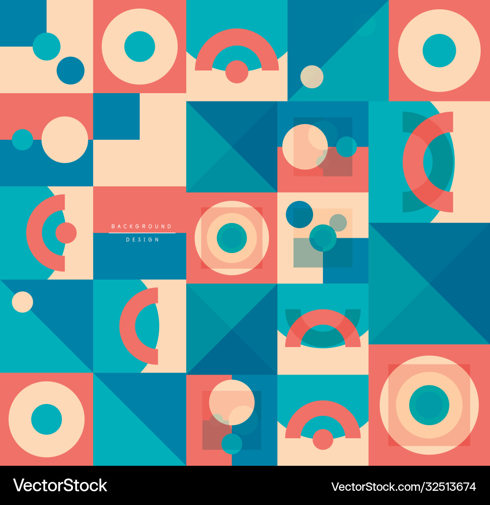 Neo Memphis Circles & Squares Pattern Vector Image