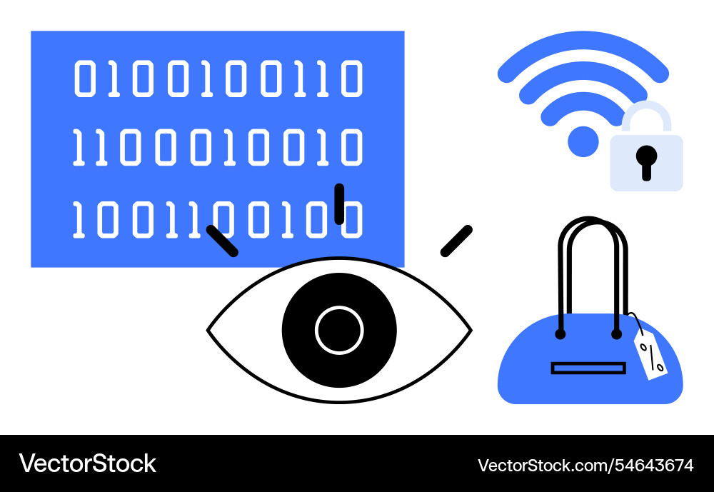Online security and privacy with binary code Online security and privacy with binary code Vector Image