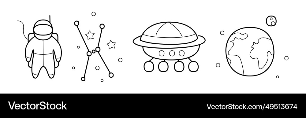Outer space and universe icon in outline style Outer space and universe icon in outline style vector image