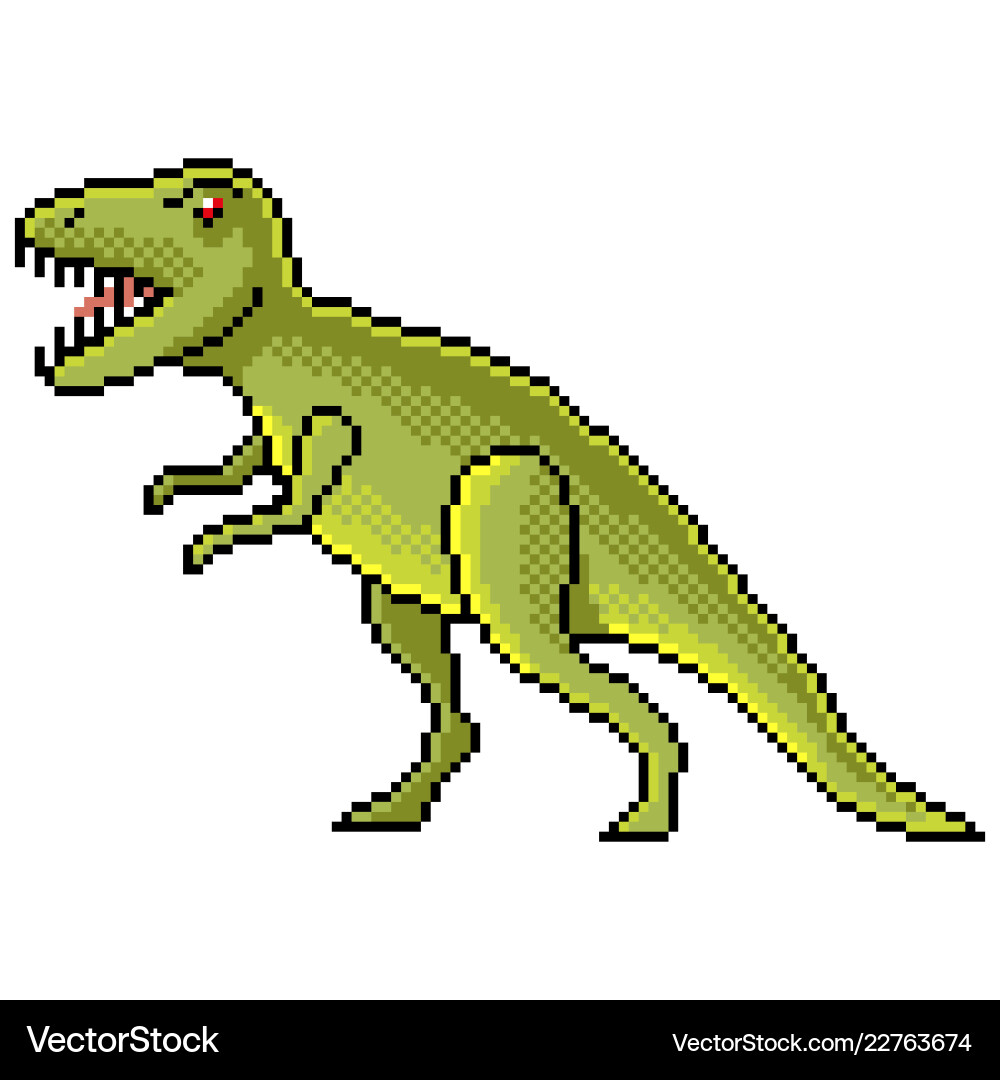 Pixel tyrannosaurus dinosaur detailed isolated Pixel tyrannosaurus dinosaur detailed isolated vector image