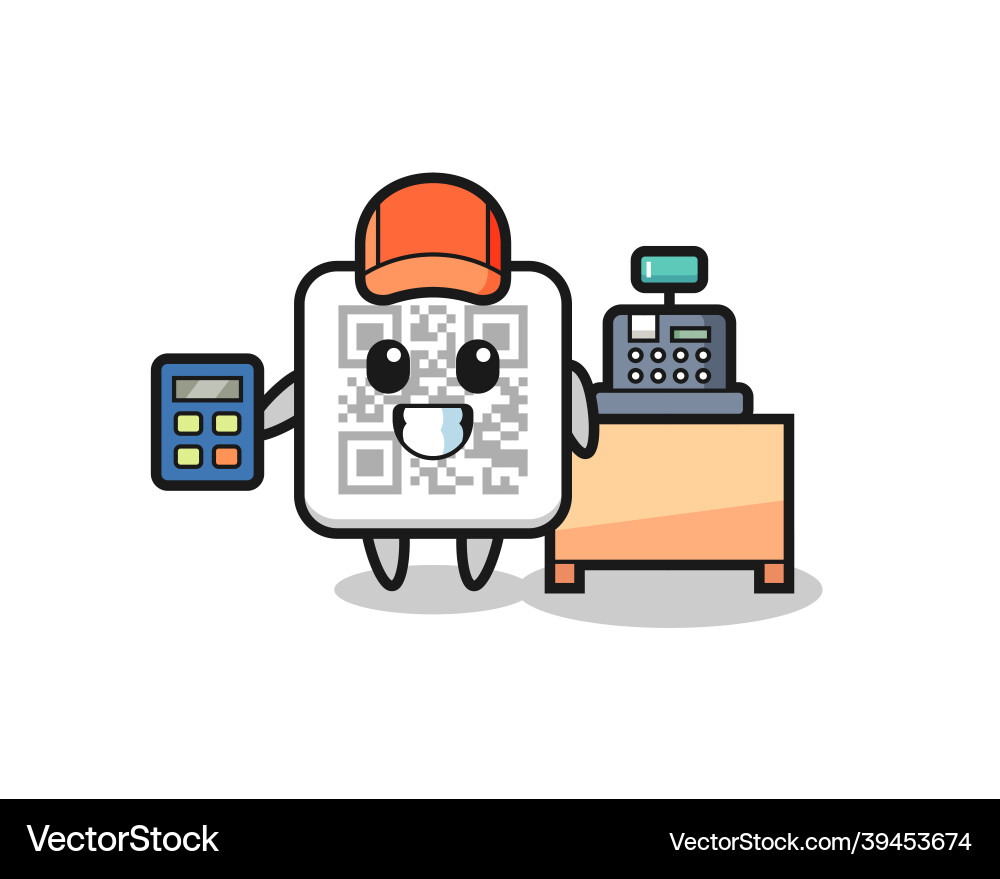Qr code character as a cashier Qr code character as a cashier vector image