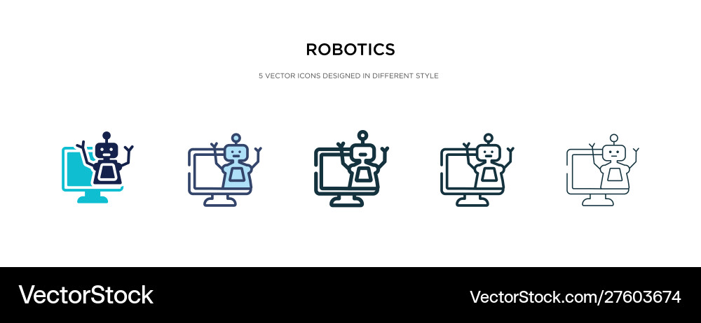 Robotics icon in different style two colored Robotics icon in different style two colored vector image