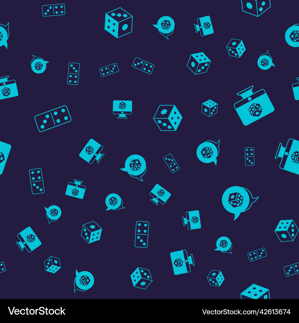 Set domino game dice and on seamless pattern Vector Image
