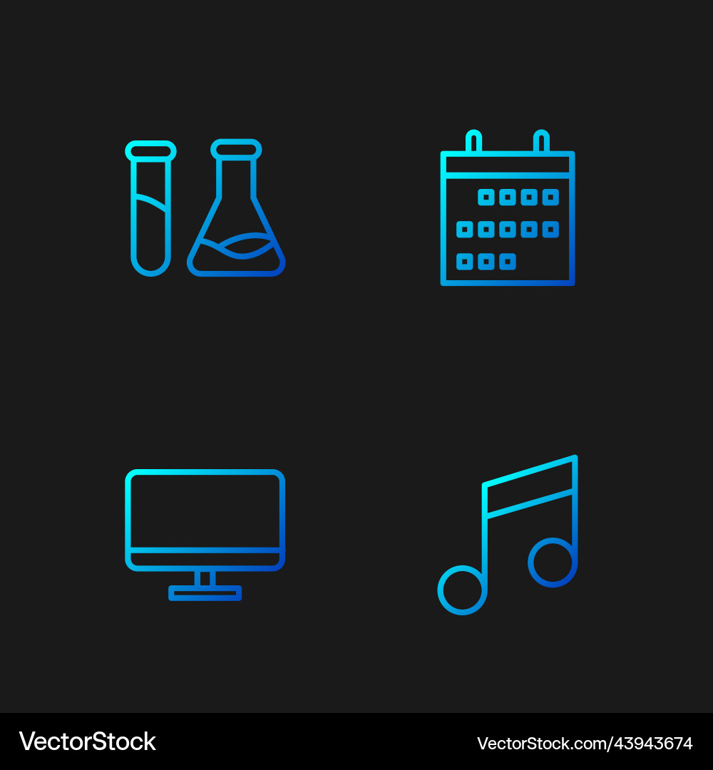 Set line music note tone computer monitor screen Set line music note tone computer monitor screen vector image