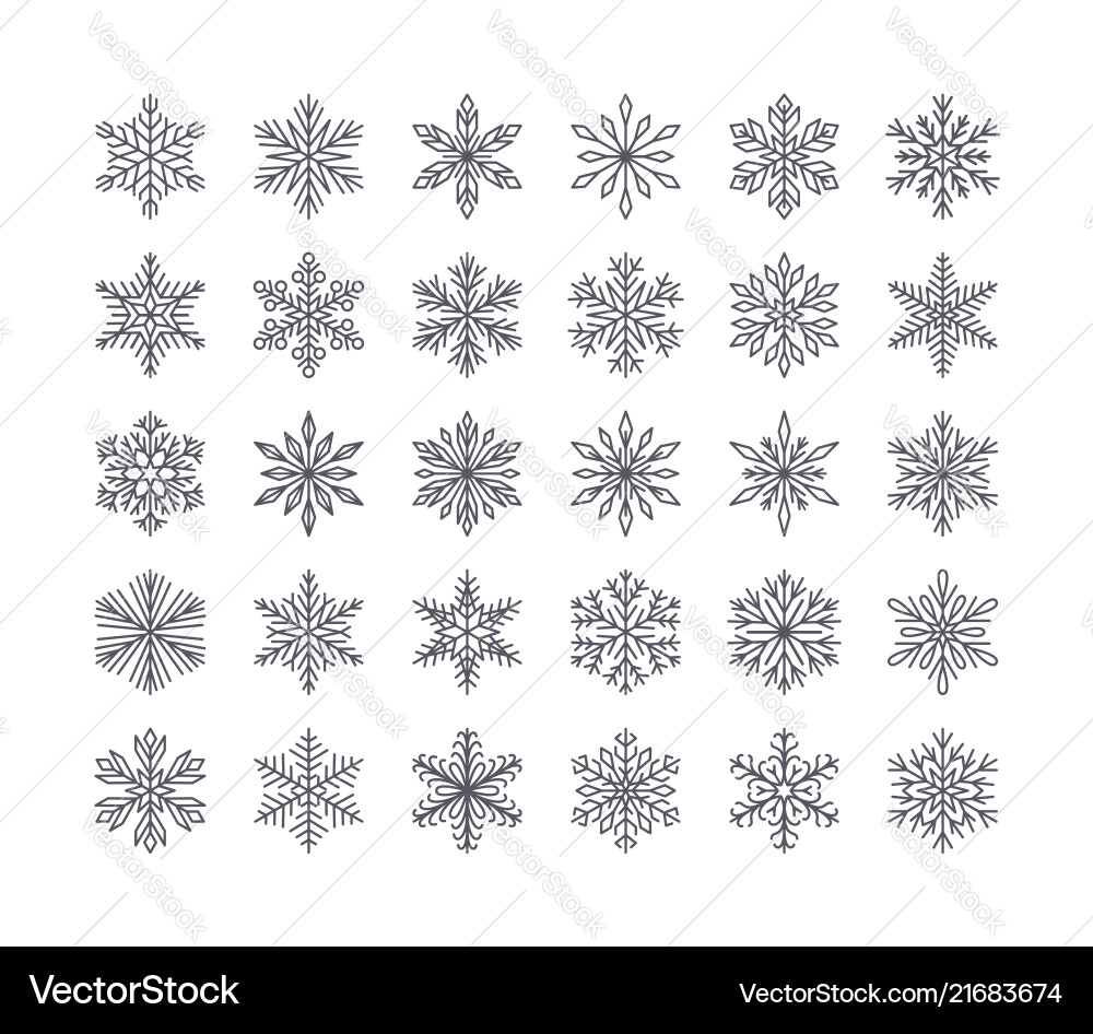 Snowflake Collection - Winter Icons vector image