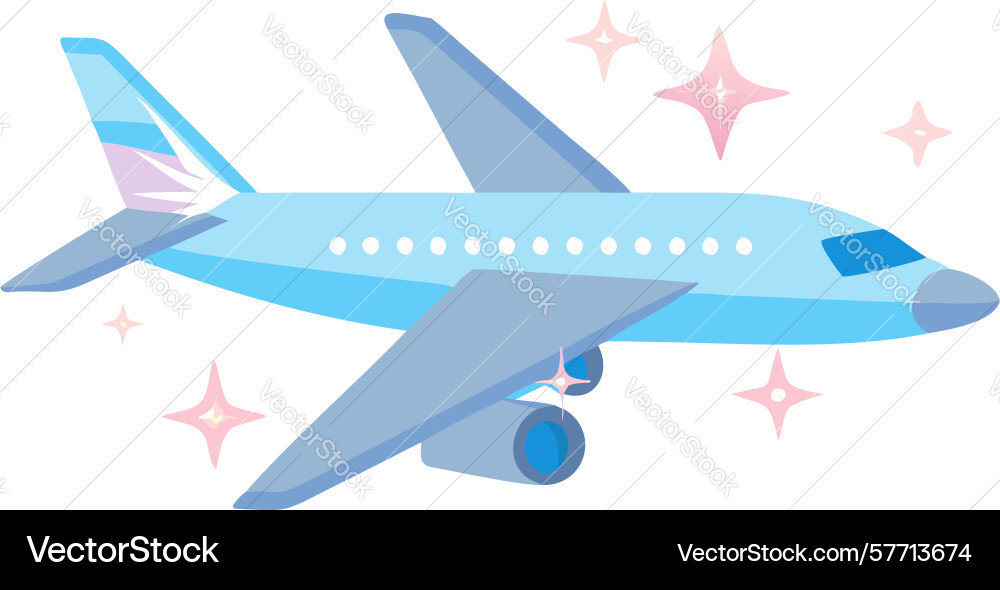 Sparkle effect airplane flat design generative ai Vector Image