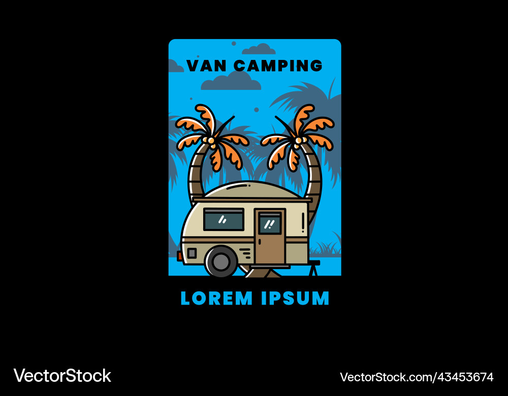 Teardrop camper and coconut tree design Teardrop camper and coconut tree design Vector Image
