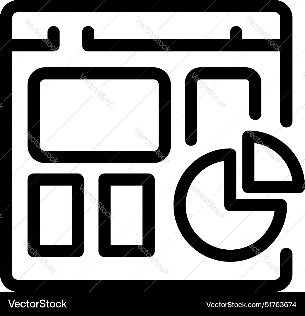 Website layout showing analytics with pie chart Website layout showing analytics with pie chart vector image