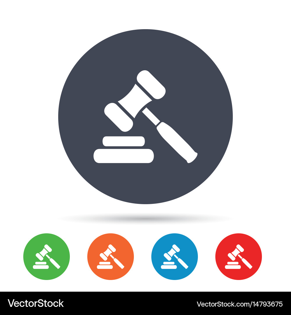 Auction hammer icon law judge gavel symbol vector image