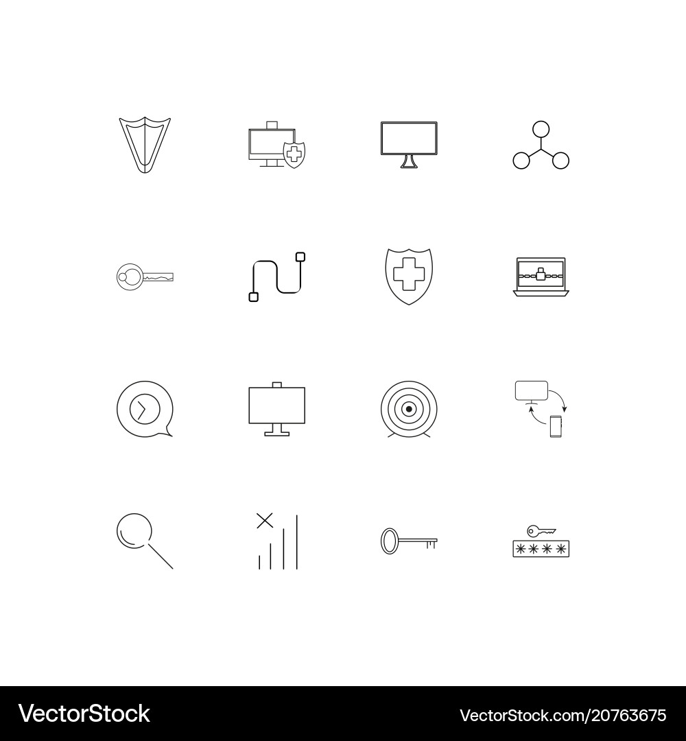 Internet security linear thin icons set outlined Vector Image
