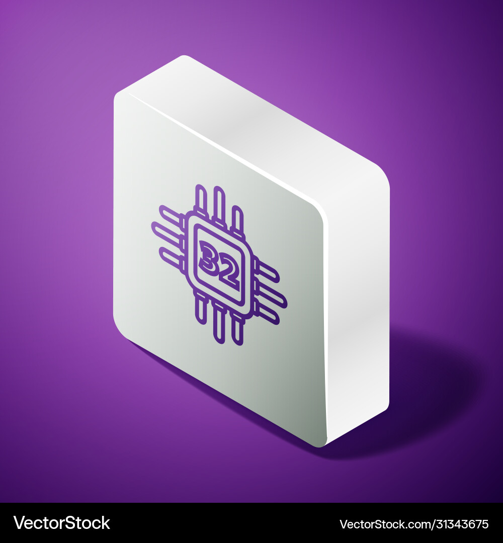 Isometric line computer processor Isometric line computer processor vector image