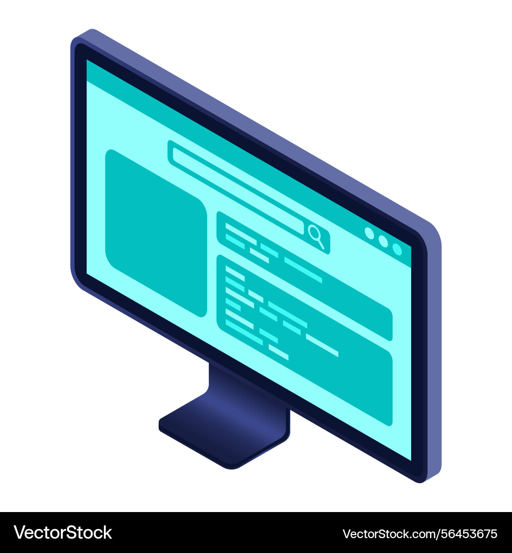 Isometric monitor computer Isometric monitor computer vector image