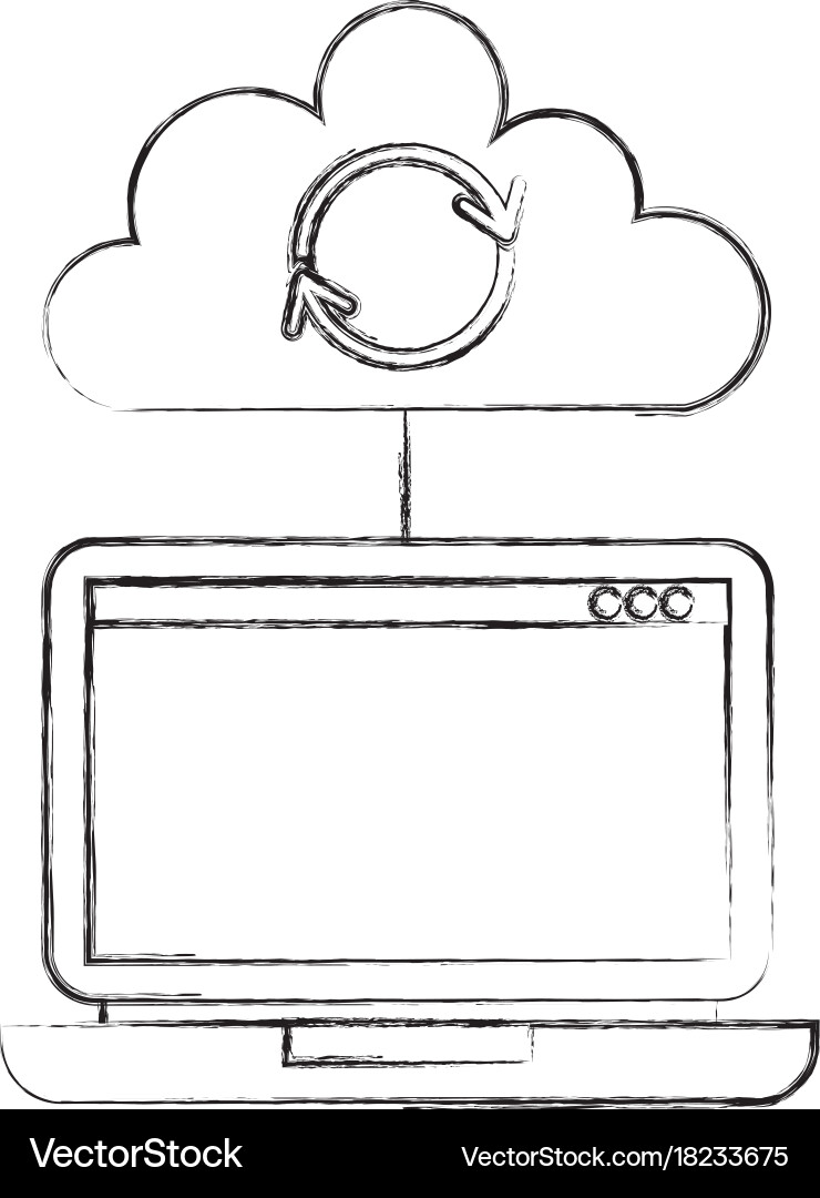 Laptop cloud computing refresh data storage vector image