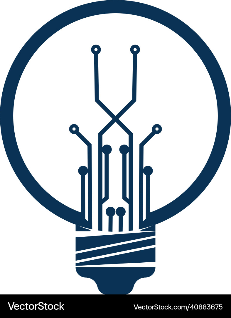 Light bulb idea icon with circuit board inside vector image