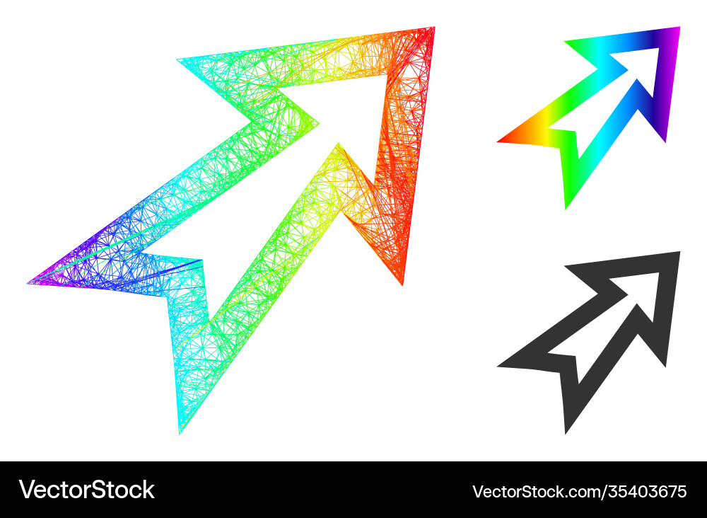 Rainbow net gradient arrow right up icon Rainbow net gradient arrow right up icon vector image