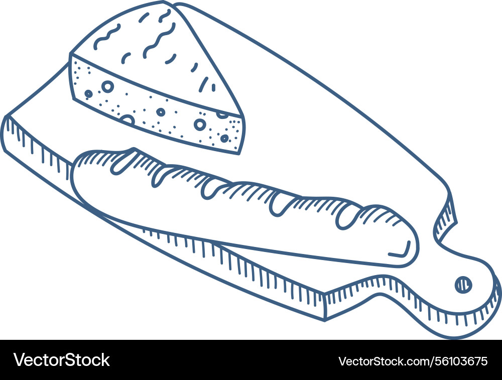 Rustic bread and cheese sketch Vector Image