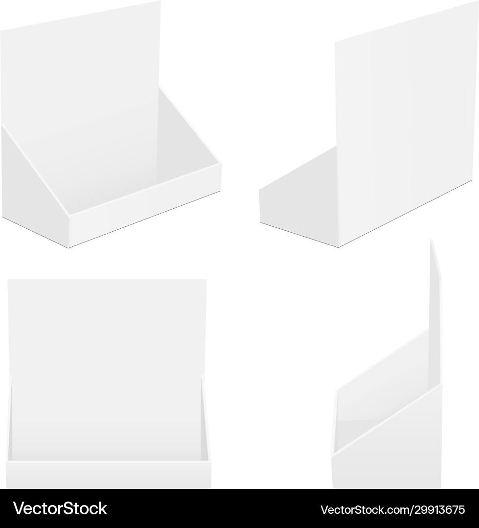 Set cardboard counter display boxes mockups Set cardboard counter display boxes mockups vector image