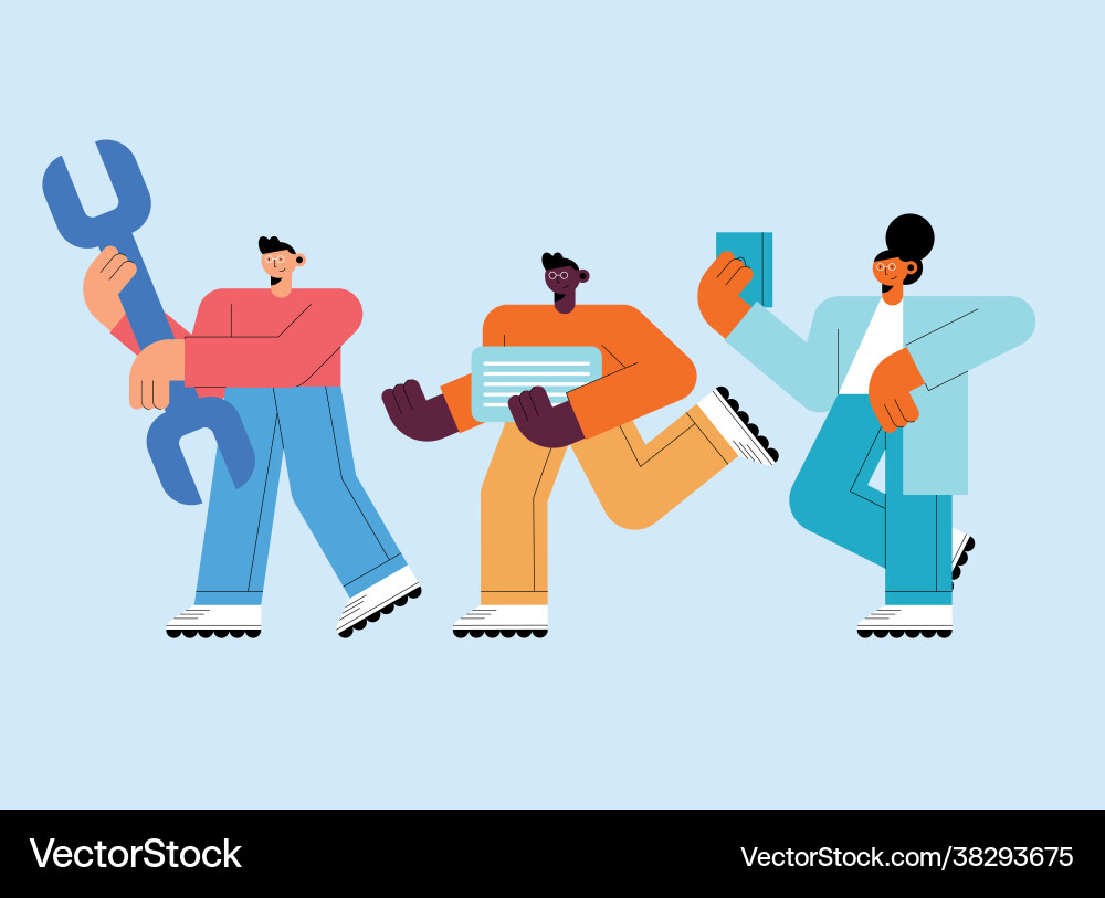 Three artificial intelligence users Vector Image