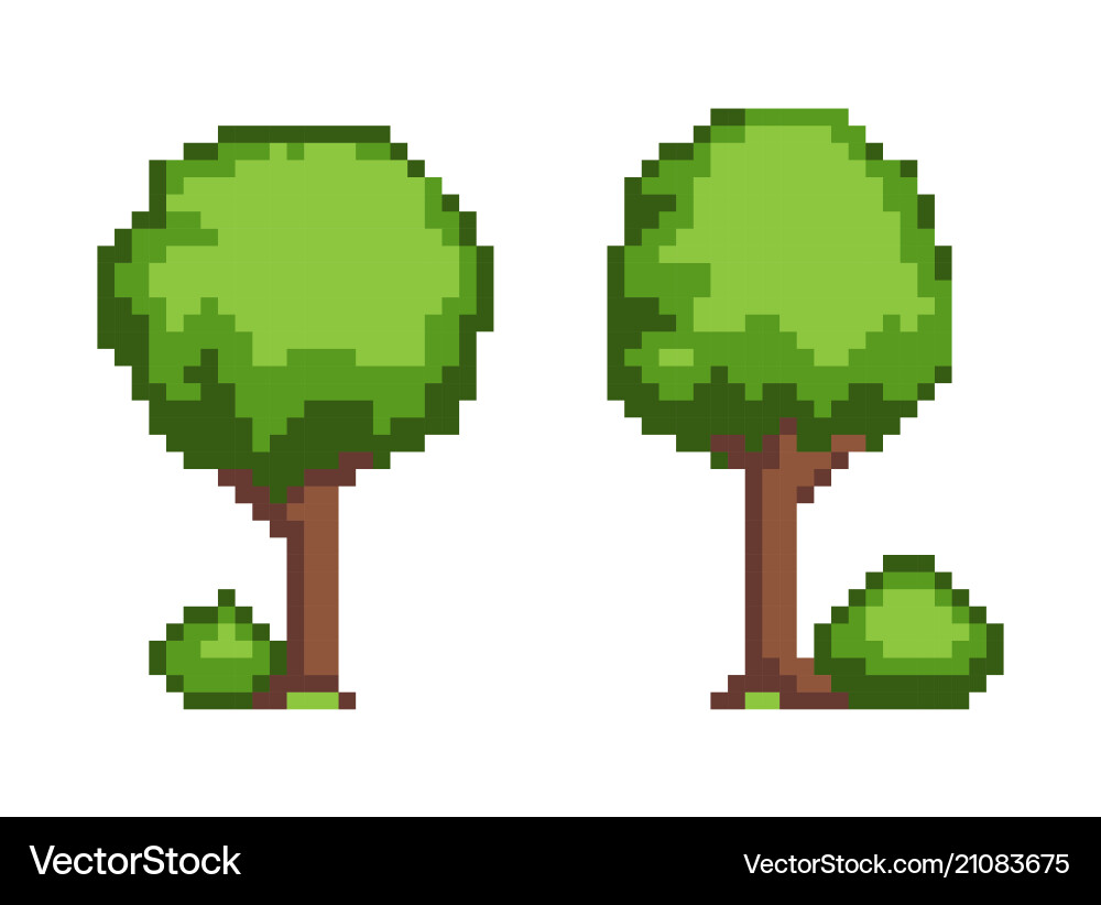 Tree pixel plant object set Tree pixel plant object set vector image