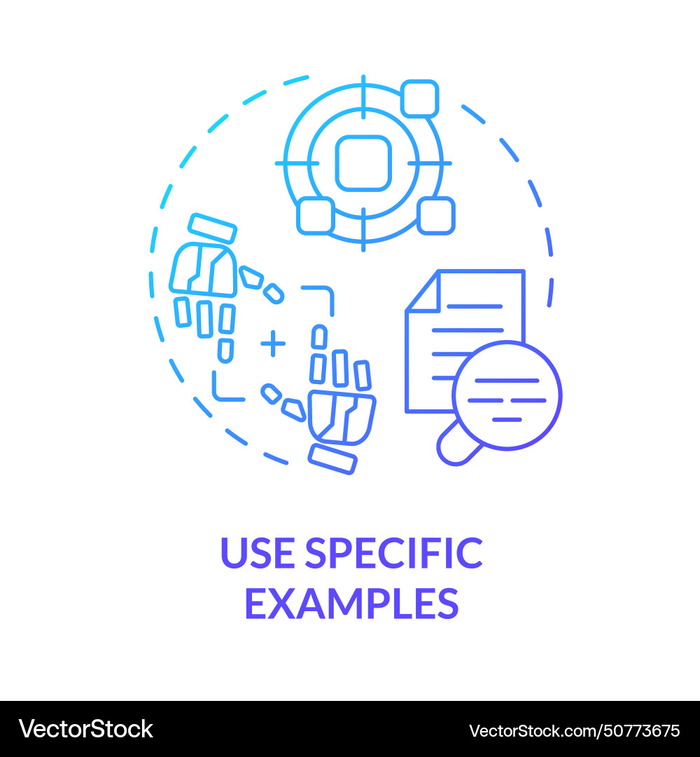 Using specific examples blue gradient concept icon Using specific examples blue gradient concept icon Vector Image