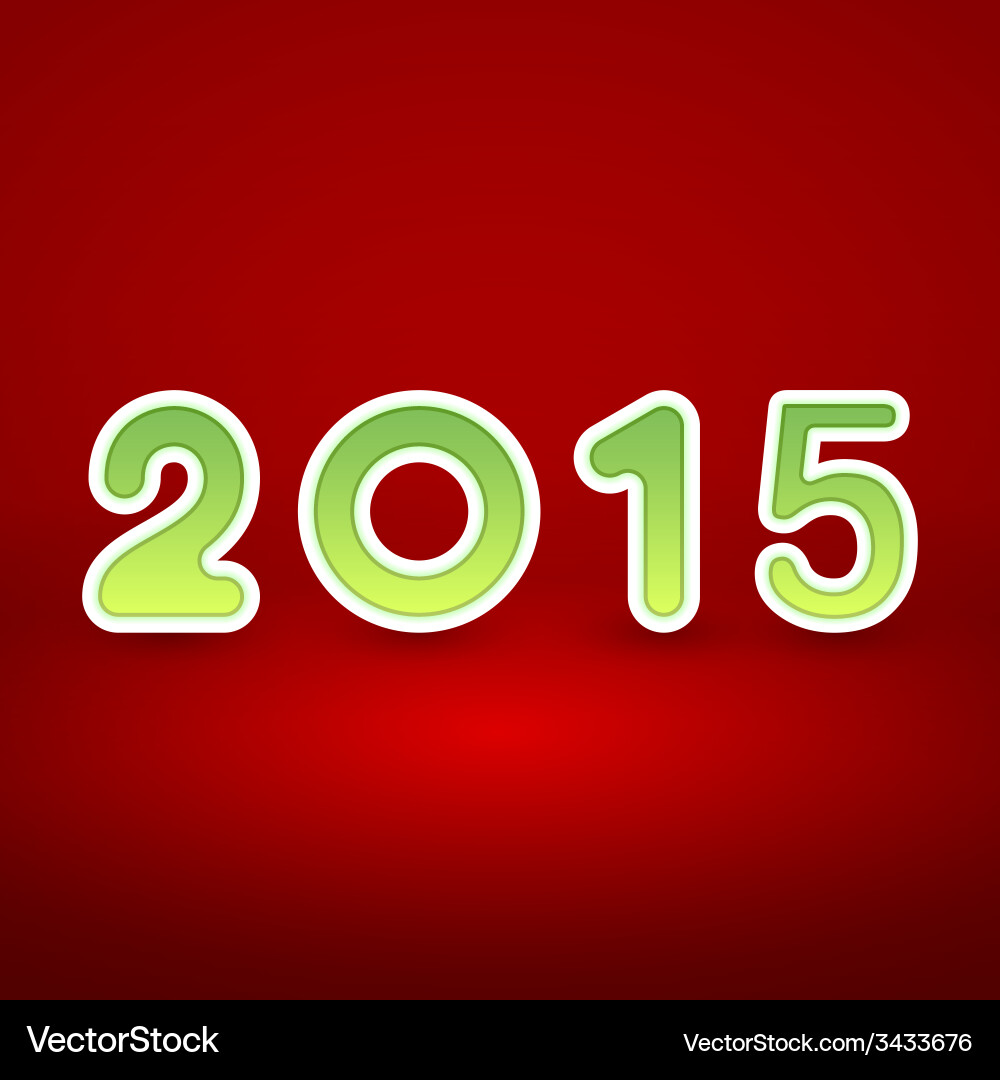 2015 new year image on red background with white vector image