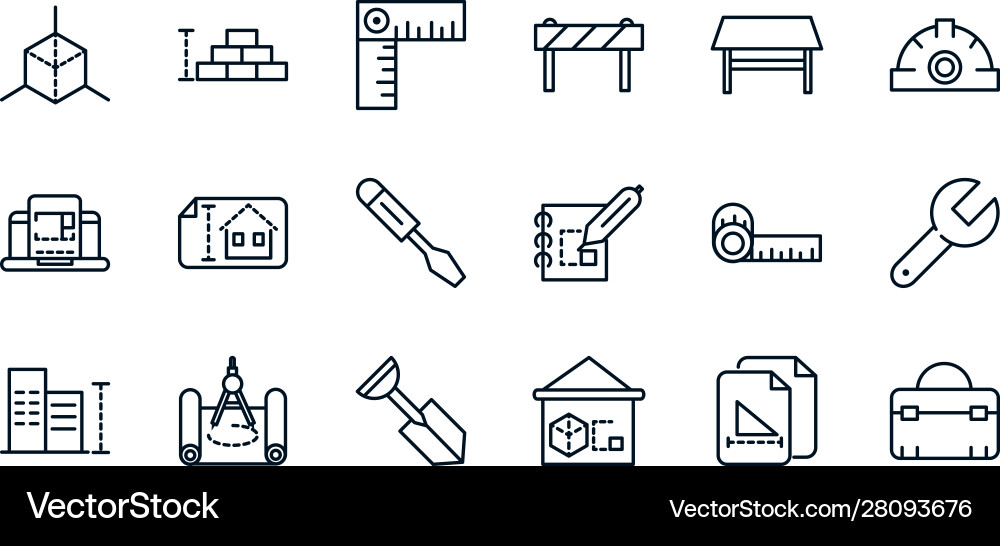 Architecture construction tools icons set line Architecture construction tools icons set line vector image