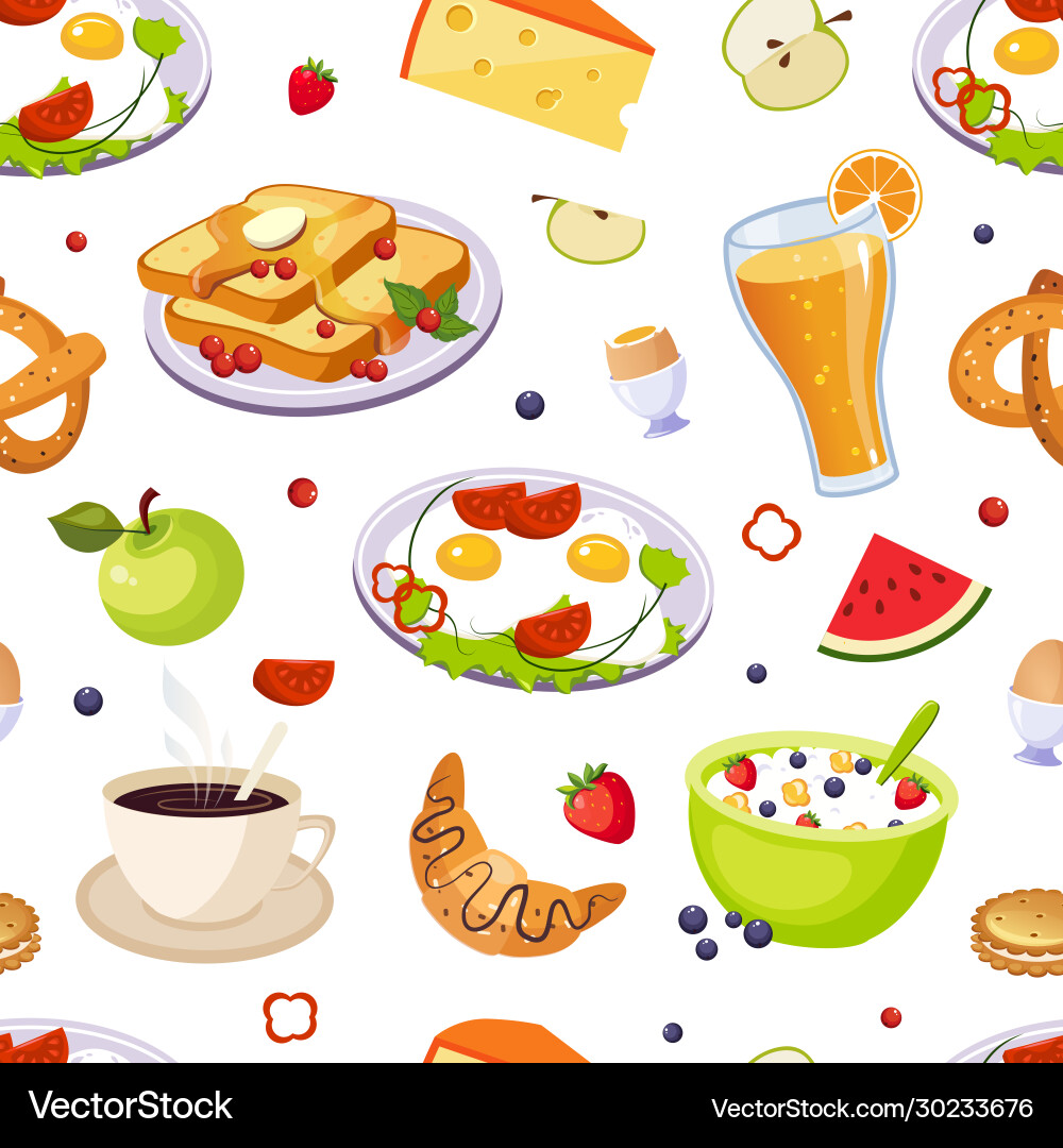 Breakfast food seamless pattern design element Breakfast food seamless pattern design element vector image