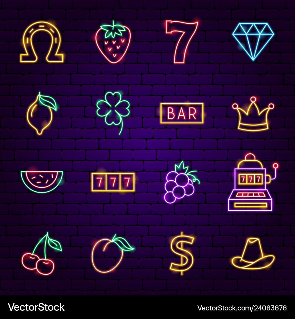 Casino Neon Icons - Nachtthema vektorbild
